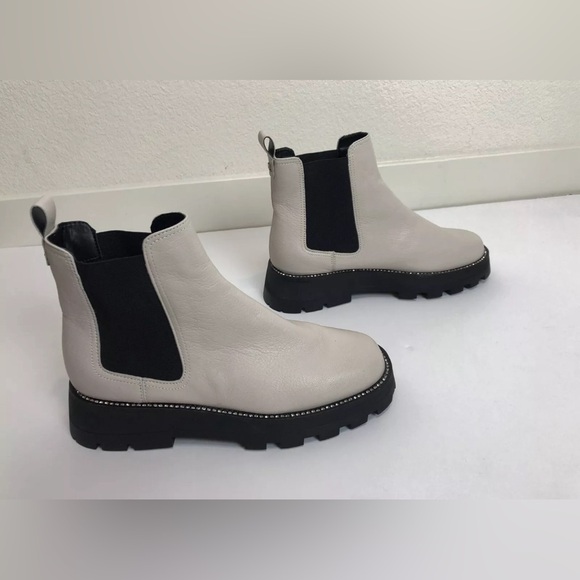 Karl Lagerfeld Paris Womens Beige Mayde Toe Block Heel Leather Chelsea Sz 10 - Picture 2 of 11